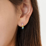 Sterling Silver Rainbow Heart Hoops