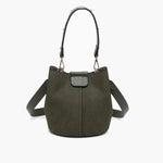 Farrah Suede Bucket Bag- Olive