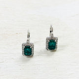 Sterling Silver Emerald Green Estate Necklace & Earring Set