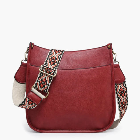 Chloe Merlot Crossbody with Embroidered Guitar Strap