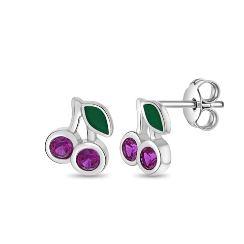 Sterling Silver Cherry Earrings
