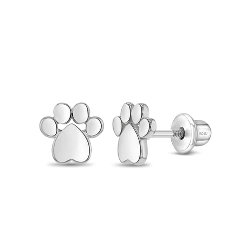 Sterling Silver Paw Print Earrings
