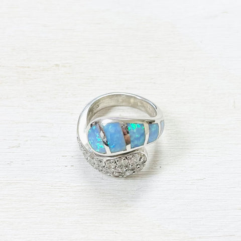 Sterling Silver Estate Opal/CZ Ring