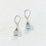 Sterling Silver Crystal Cube Earrings