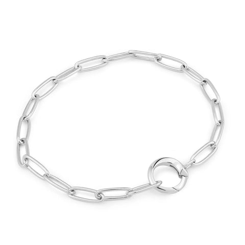 Silver Link Charm Chain Connector Bracelet