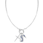 Silver Mini Link Charm Chain Connector Necklace