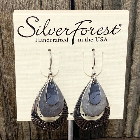 Silver Forest Triple Teardrop Earrings