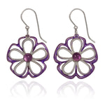 Silver Forest Purple Flower Earrings