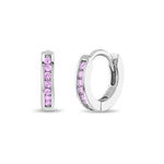 Sterling Silver Small Channel Set CZ Hoop Earrings