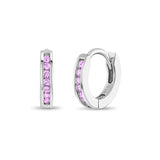 Sterling Silver Small Channel Set CZ Hoop Earrings