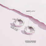 Sterling Silver Small Channel Set CZ Hoop Earrings