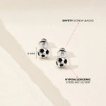 Sterling Silver Enamel Soccer Ball Girl Earrings