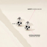 Sterling Silver Enamel Soccer Ball Girl Earrings