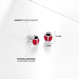 Sterling Silver Enamel Ladybug Girl Earrings