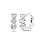 Sterling Silver Cascading CZ Heart Girls Hoop