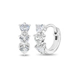 Sterling Silver Cascading CZ Heart Girls Hoop