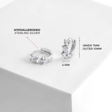 Sterling Silver Cascading CZ Heart Girls Hoop