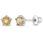 Sterling Silver November Kid Stud Earrings