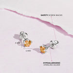Sterling Silver November Kid Stud Earrings