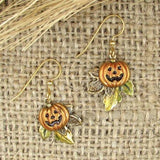 Silver Forest Fall Pumpkin Earrings