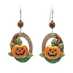 Silver Forest Fall Pumpkin Earrings