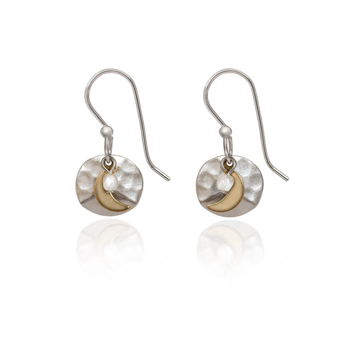 Silver Forest Crescent Moon Earrings