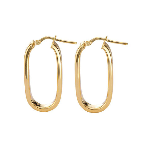 Sterling Silver Gold Plated Oval Hoop Earrings