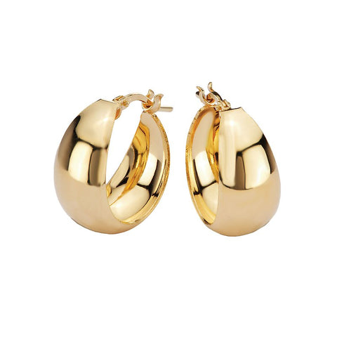 Sterling Silver Gold Plated Domed Hoop Earrings