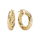 Sterling Silver Gold Plated Twisted Hoop Earrings