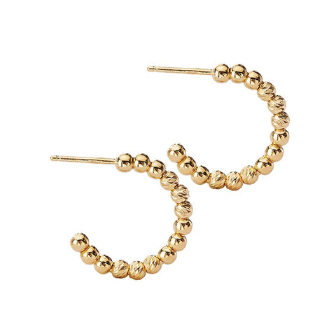 Sterling Silver Gold Plated Beaded Hoop Earrings