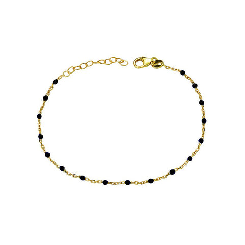 Sterling Silver Gold Plated Black Enamel Bracelet