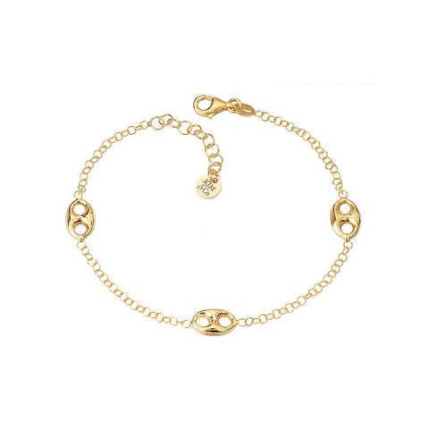 Sterling Silver Gold Plated Mariner Link Bracelet