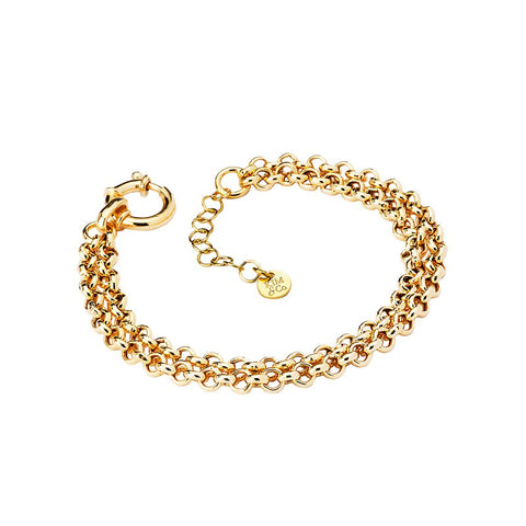 Sterling Silver Gold Plated Double Strand Rolo Bracelet