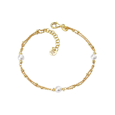 Sterling Silver Gold Plated Pearl Bracelet