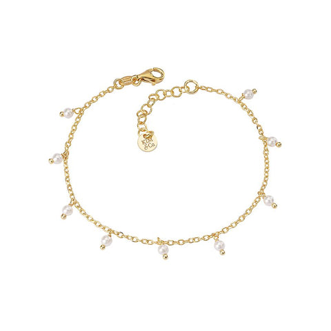 Sterling Silver Gold Plated Pearl Dangle Bracelet