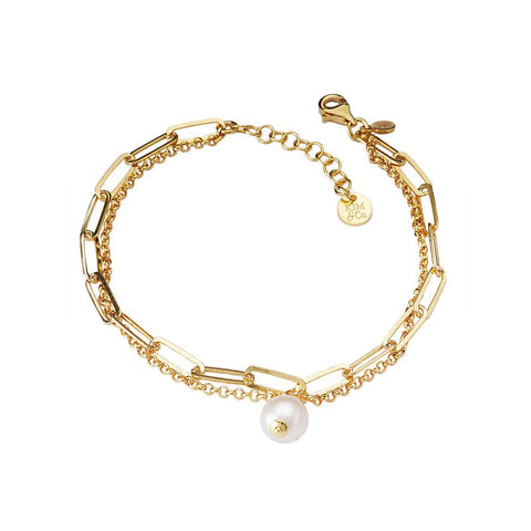 Sterling Silver Gold Plated Pearl Bracelet