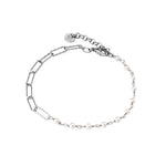 Sterling Silver Paperclip Pearl Bracelet