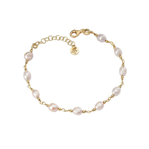 Sterling Silver Gold Plated Pearl Bracelet