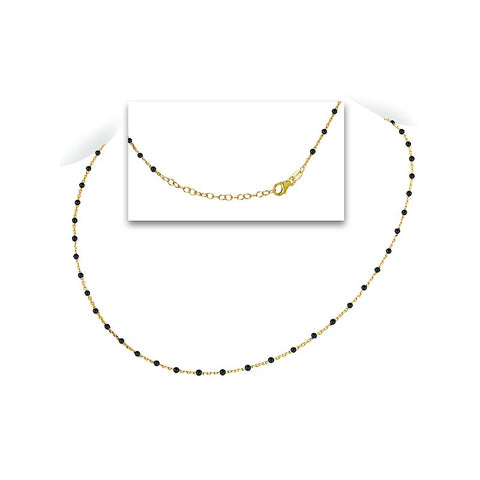 Sterling Silver Gold Plated Black Enamel Necklace