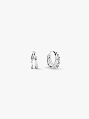 Sterling Silver Double Hoop Huggie Earrings