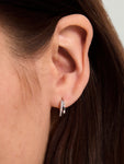 Sterling Silver Double Hoop Huggie Earrings