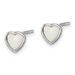 Sterling Silver October Created Opal Heart Studs
