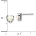 Sterling Silver October Created Opal Heart Studs