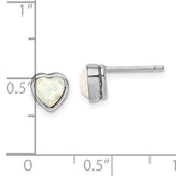 Sterling Silver October Created Opal Heart Studs