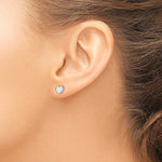 Sterling Silver October Created Opal Heart Studs