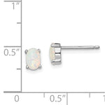 Sterling Silver October Created Opal Oval Studs