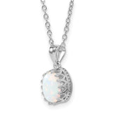 Sterling Silver October Created Opal Necklace