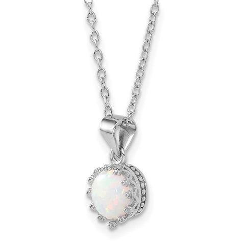 Sterling Silver October Created Opal Necklace