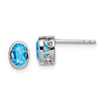 Sterling Silver December Genuine Blue Topaz Oval Stud Earrings