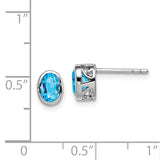 Sterling Silver December Genuine Blue Topaz Oval Stud Earrings